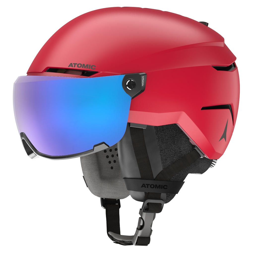 Atomic Savor Visor Stereo Ski Helmet Unisex - Red / Stereo Blue