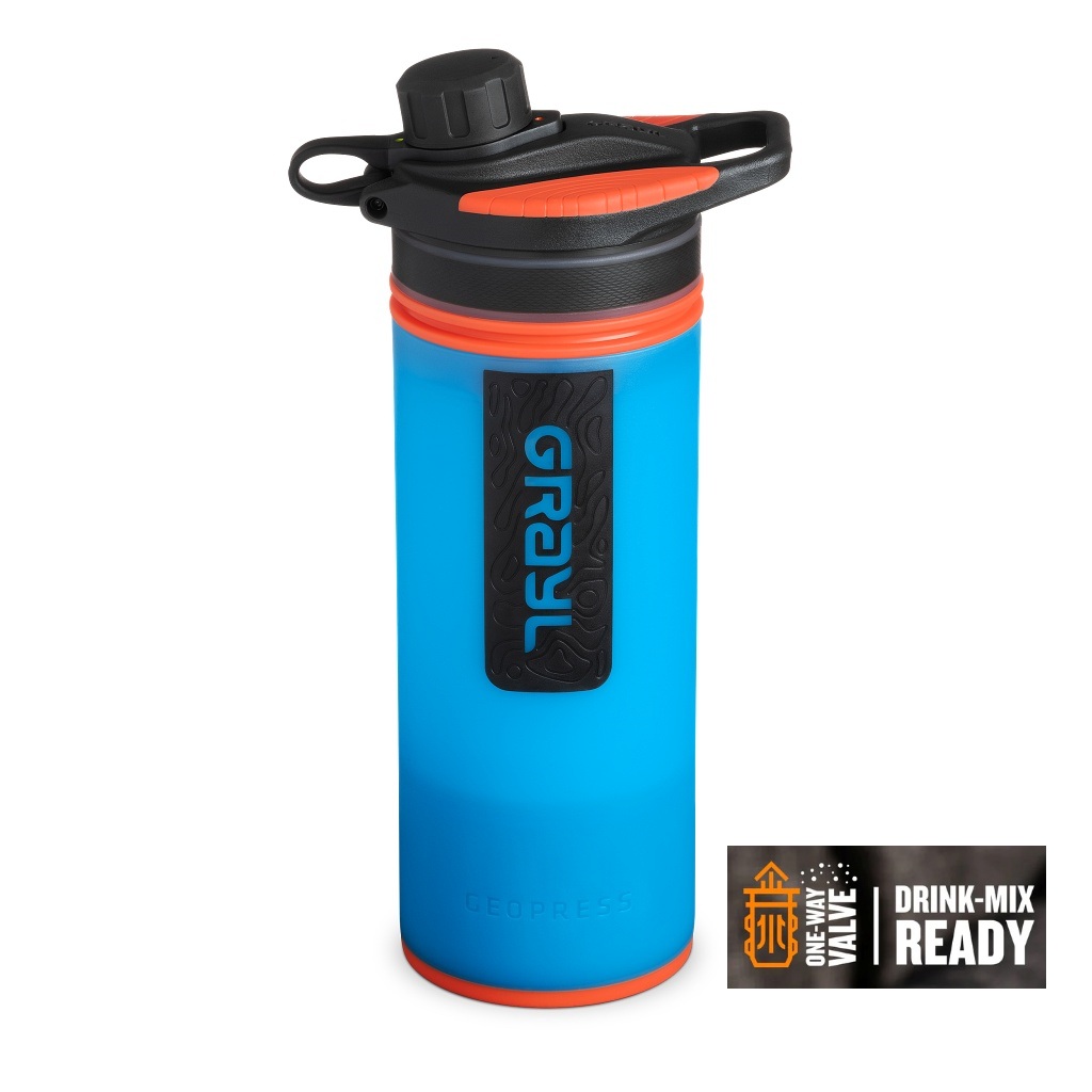 Grayl GeoPress Water Purifier Bottle w/ One-Way Valve - Bali Blue