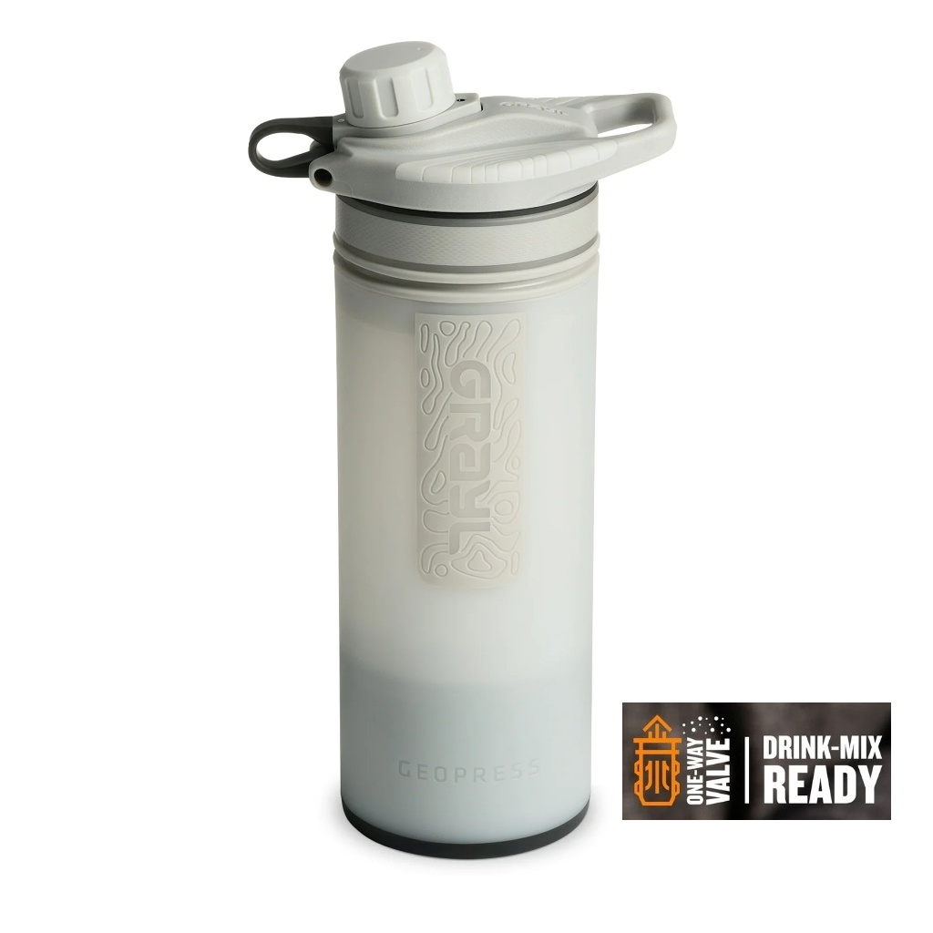 Grayl GeoPress Water Purifier Bottle w/ One-Way Valve - Peak White