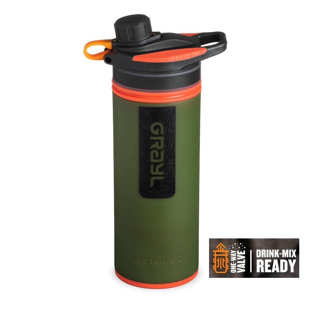 Grayl GeoPress Water Purifier Bottle w/ One-Way Valve - Oasis Green