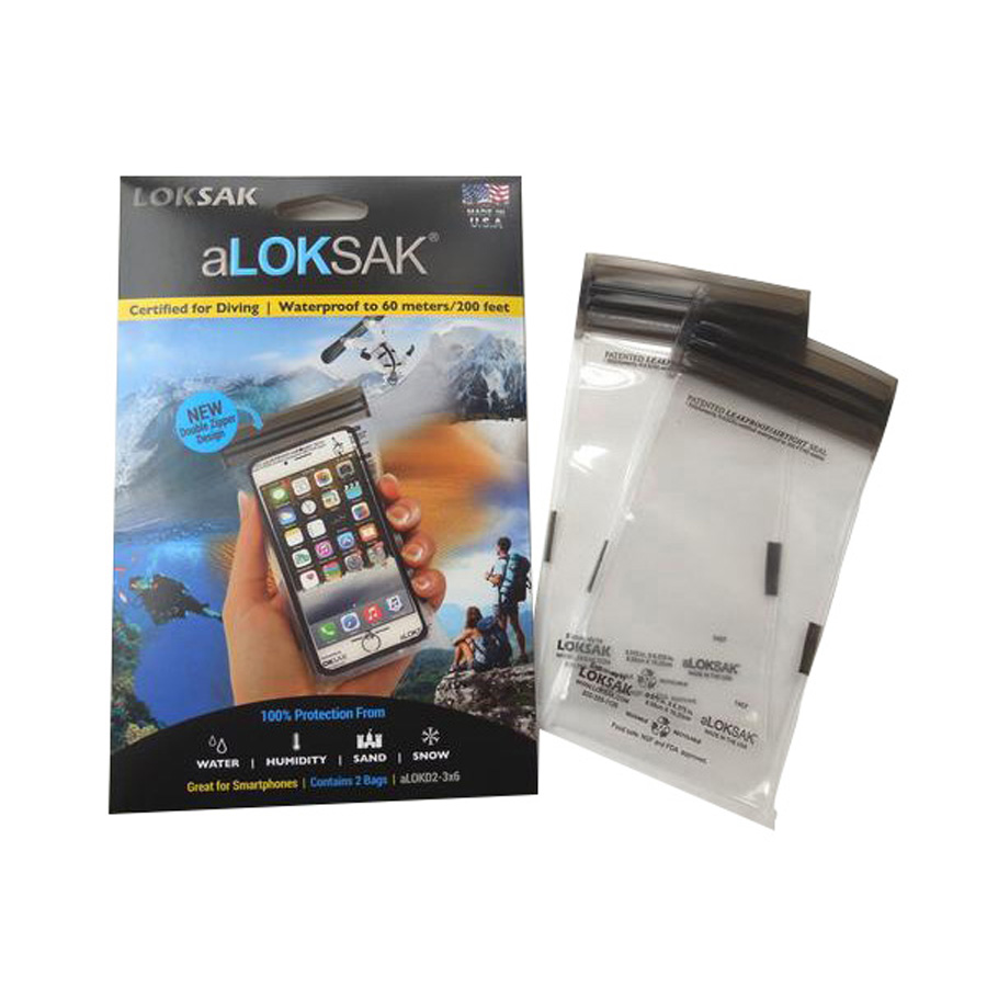 Loksak Waterproof Bags 2 Pack - aLoksak 2x 3" x 6"