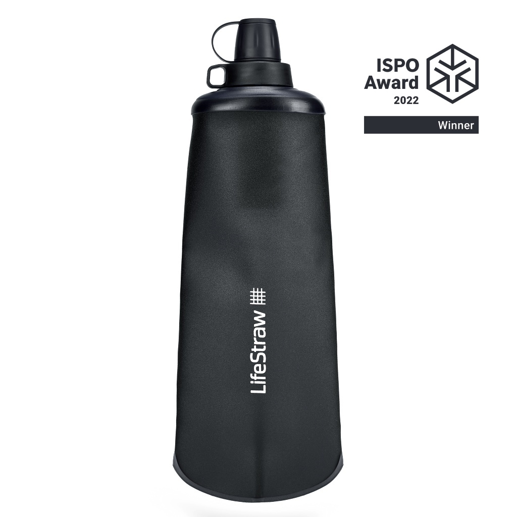 LifeStraw Peak Series Collapsible Squeeze 1L Bottle with Filter - Dark Gray