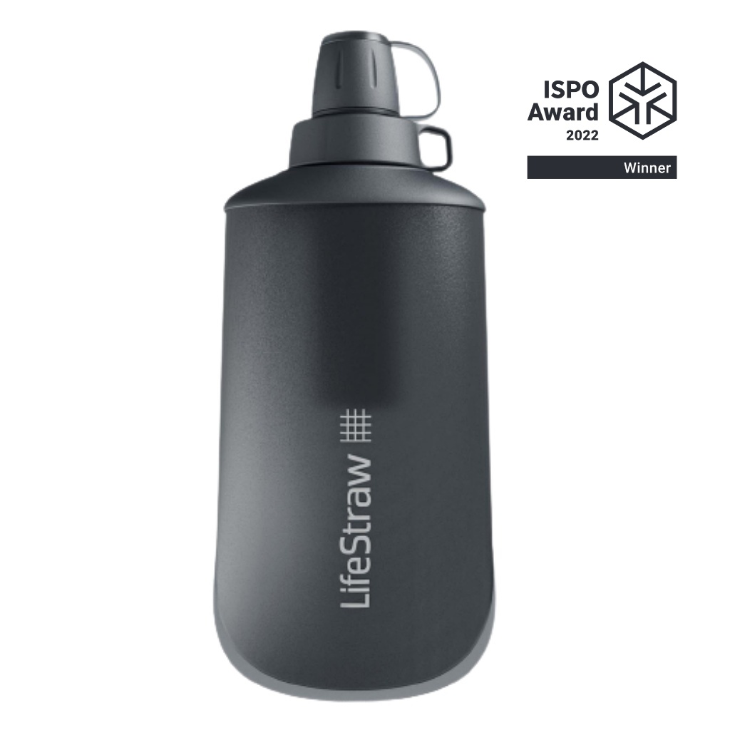 LifeStraw Peak Series Collapsible Squeeze 650ml Bottle with Filter- Dark Gray