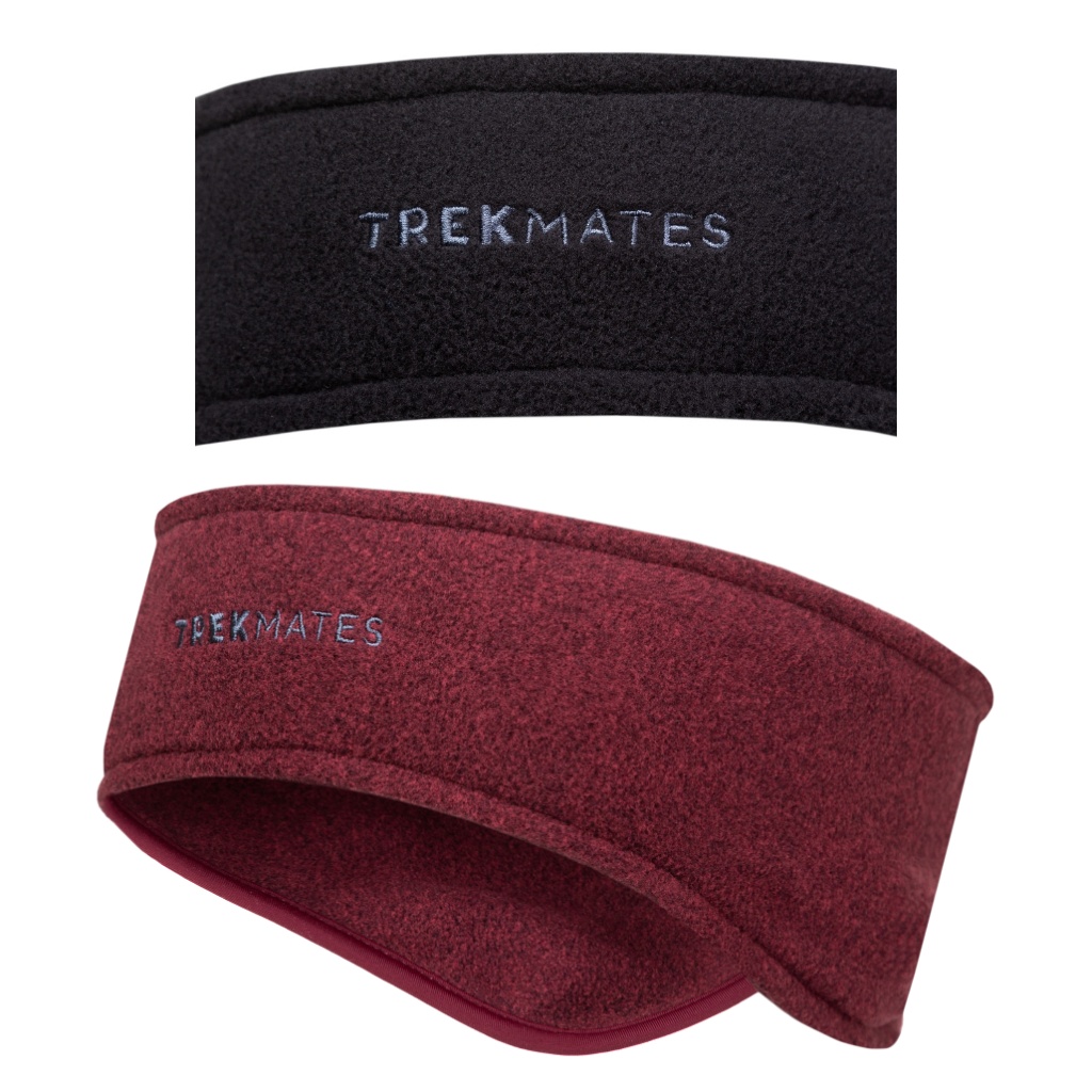 Trekmates Annat Fleece Headband 2 Pack - Black & Tempranillo