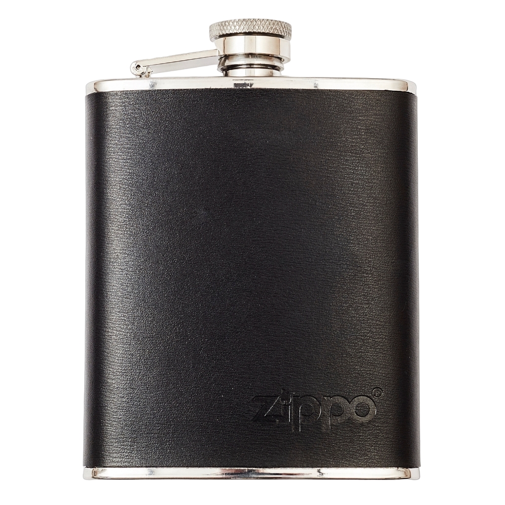 Zippo Leather Wrapped Stainless Steel Hip Flask