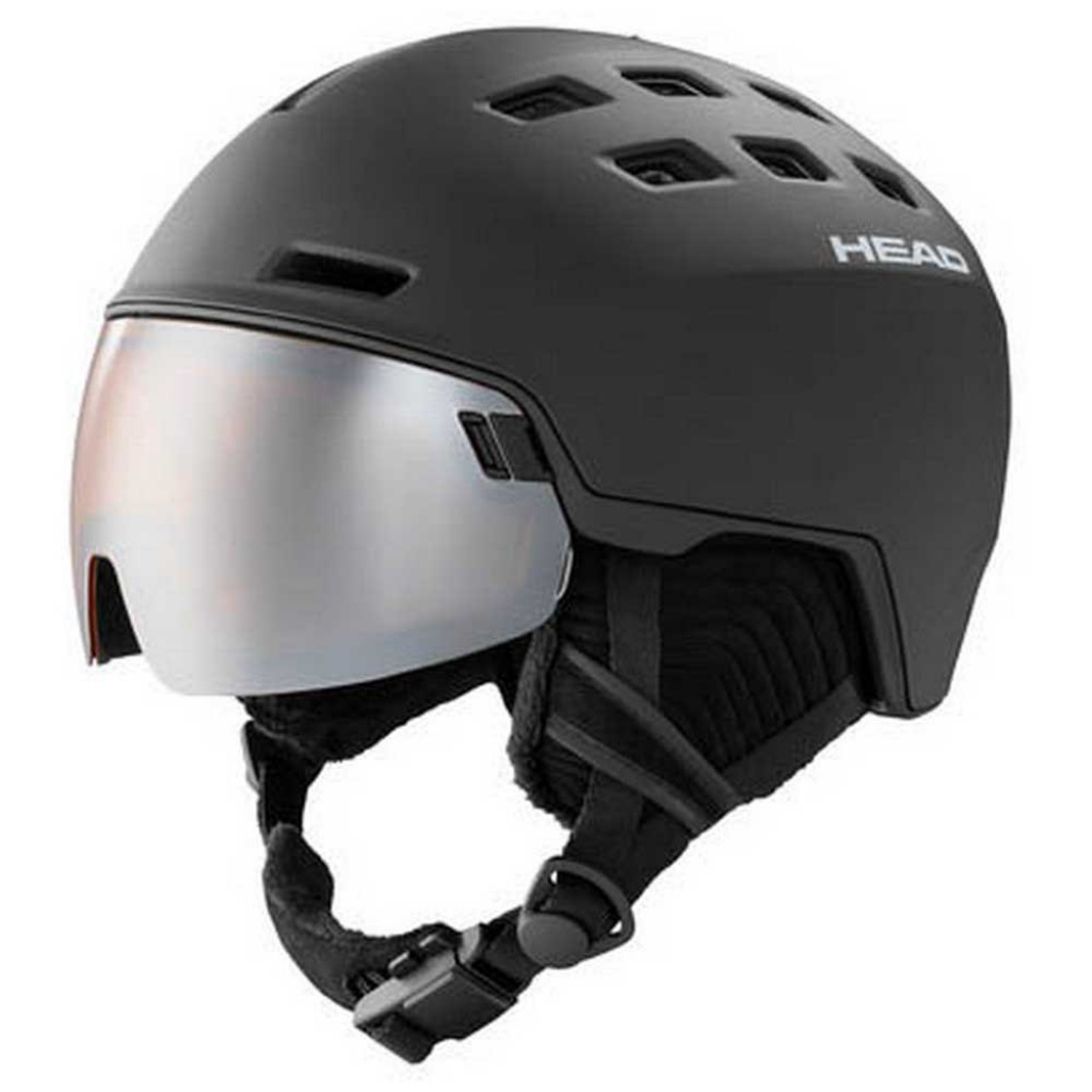 Head Radar Visor Ski Helmet Unisex - Black / Silver Visor Lens